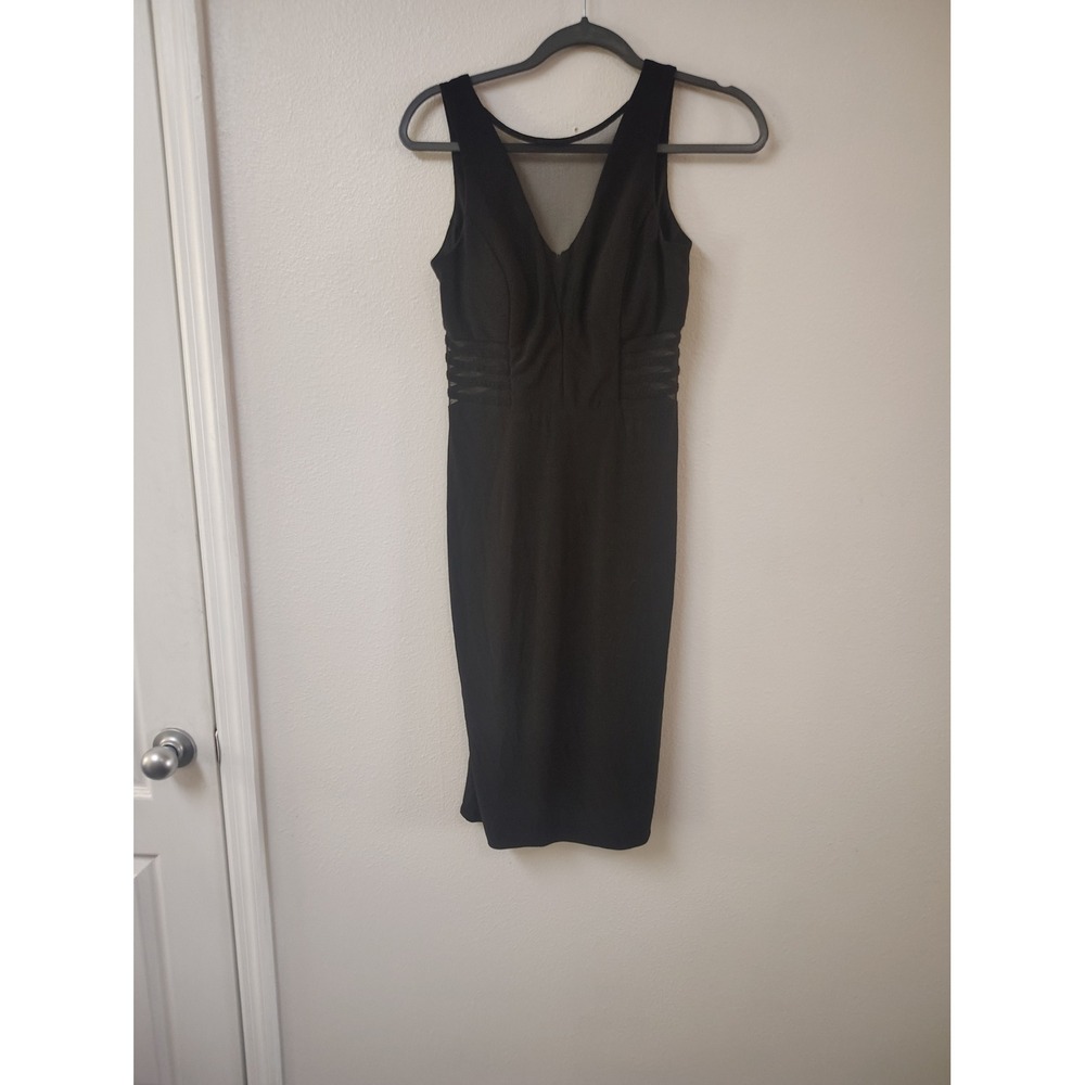 Nightway Black‎ Mesh Cutout V-Neck Sleeveless Midi Cocktail Dress Womens 4